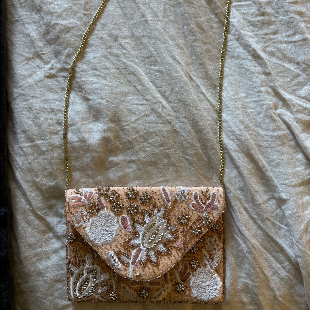 Beaded pink clutch